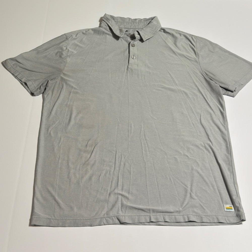 Vuori Strato Tech Polo Shirt Mens small Light Grey Heather Short Sleeve Golf